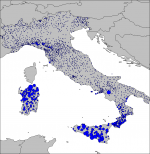 Rainfall measurements for Italy for 2010-01-23